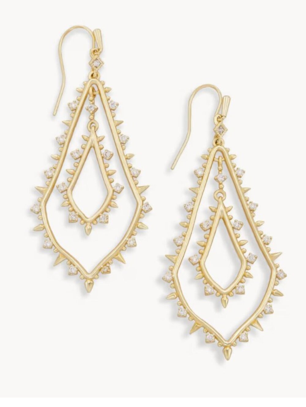New Kendra Scott Alice Drop Earrings Dangle Gold Crystals